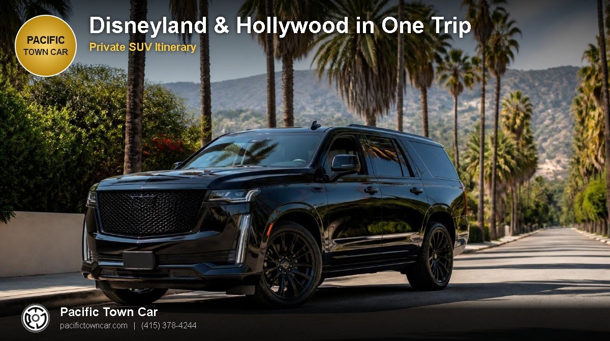 Black Cadillac Escalade for Disneyland and Hollywood family vacation transportation - Pacific Town Car