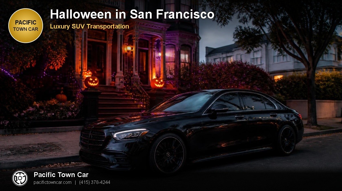Black Mercedes S-Class for Halloween night transportation in San Francisco - Pacific Town Car