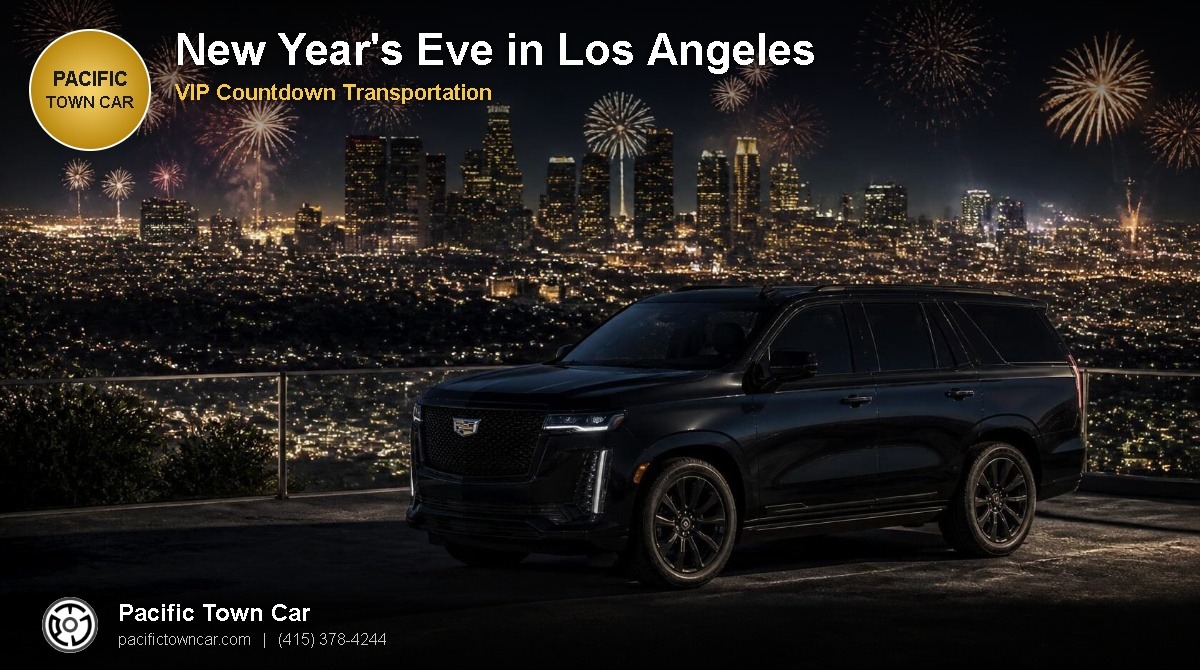 Black Cadillac Escalade for New Year's Eve transportation in Los Angeles - Pacific Town Car