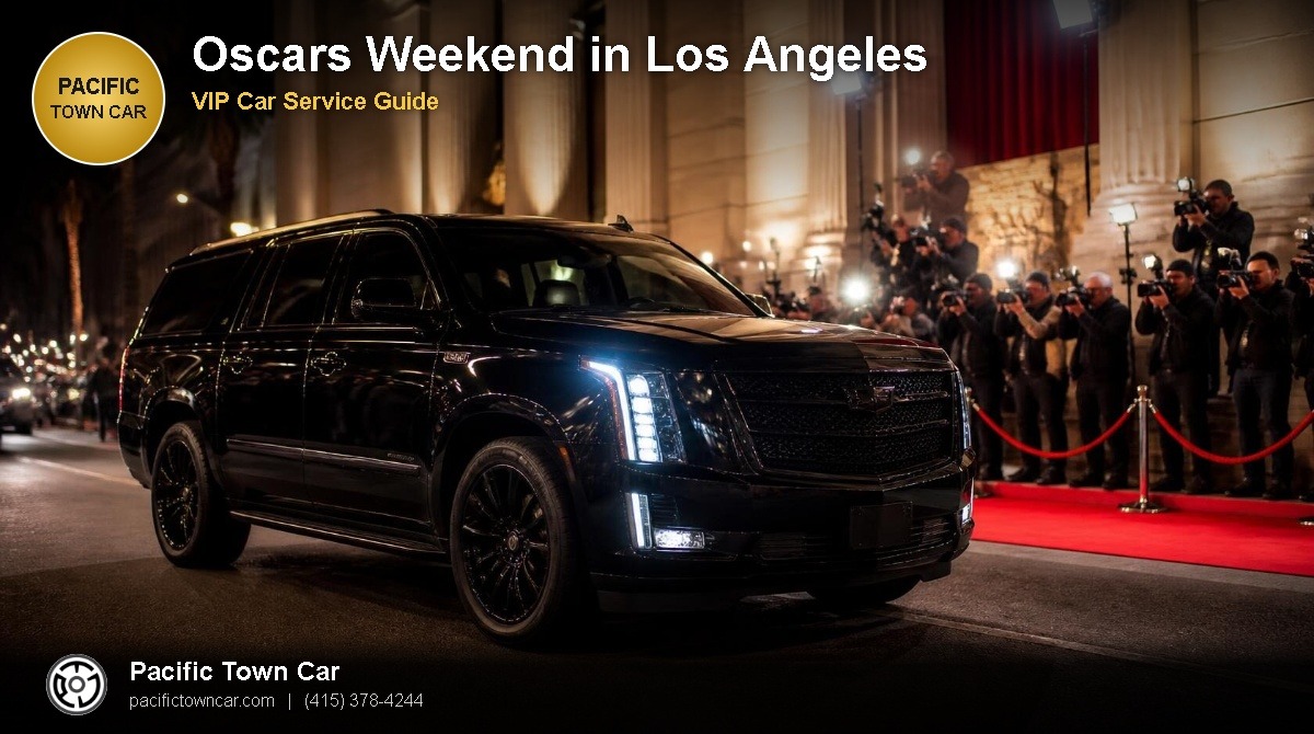 Black Cadillac Escalade for Oscars weekend red carpet transportation in Los Angeles - Pacific Town Car