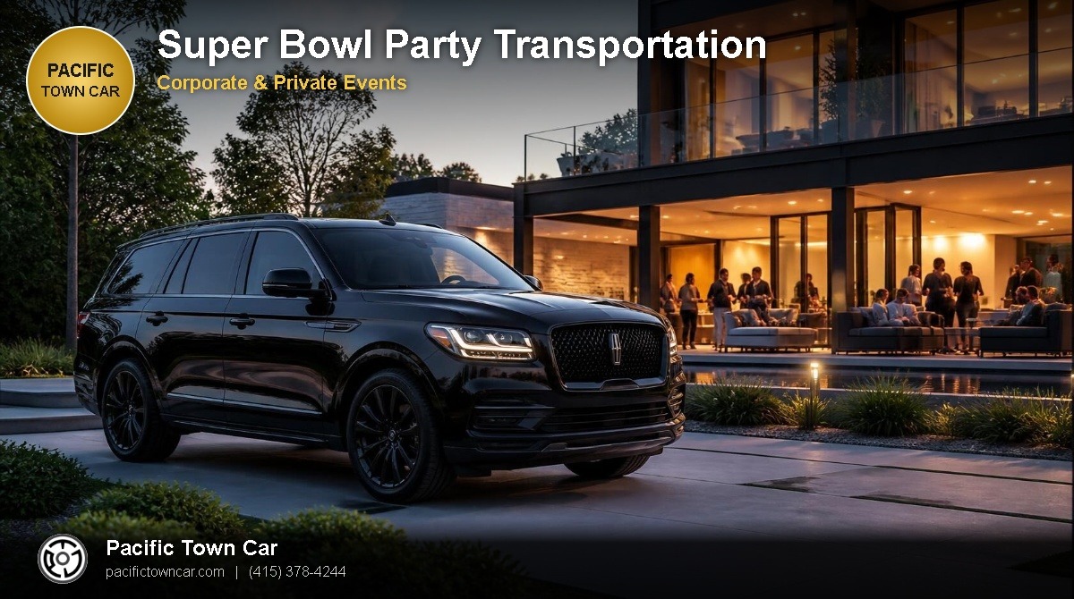 Black Lincoln Navigator for Super Bowl party transportation - Pacific Town Car